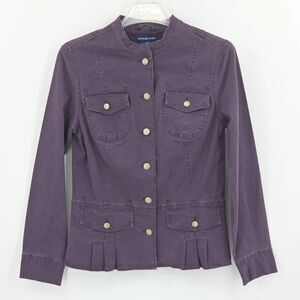 BandolinoBlu Military Jacket Shacket Womens Medium Purple Weathered Distressed